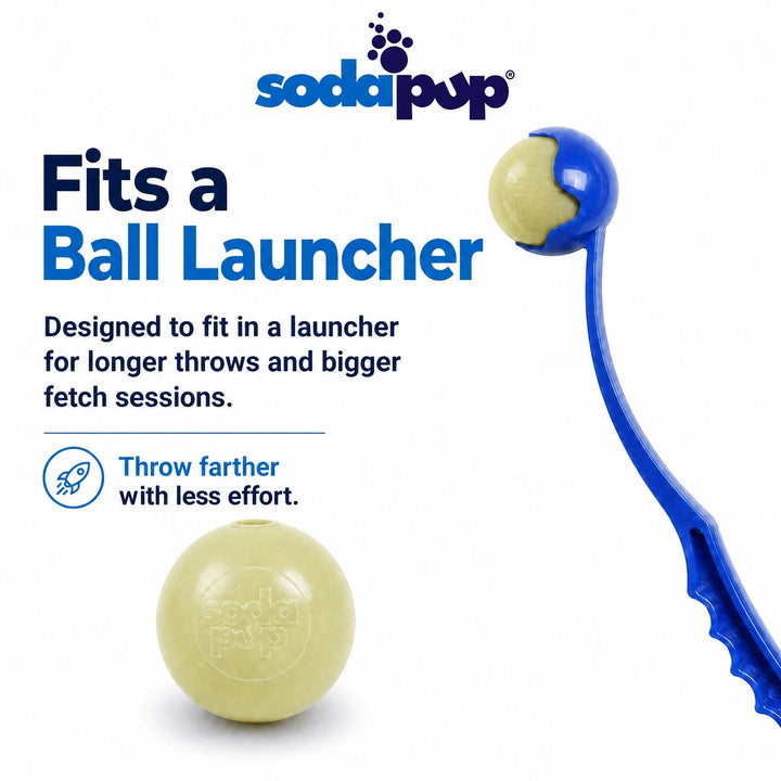 Glow in the Dark Glitter Ball 2-Pack Dog Toy | Soft PUP-X Rubber Floating Fetch Ball with Treat Dispenser | USA Made