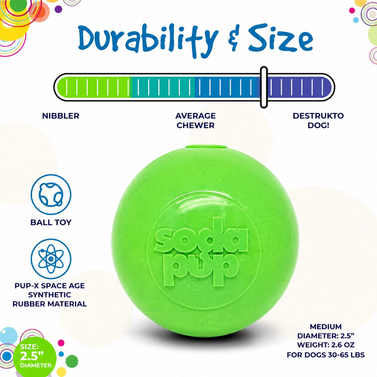 Green Glitter Ball 2-Pack Dog Toy | Soft PUP-X Rubber Floating Fetch Ball with Treat Dispenser | USA Made