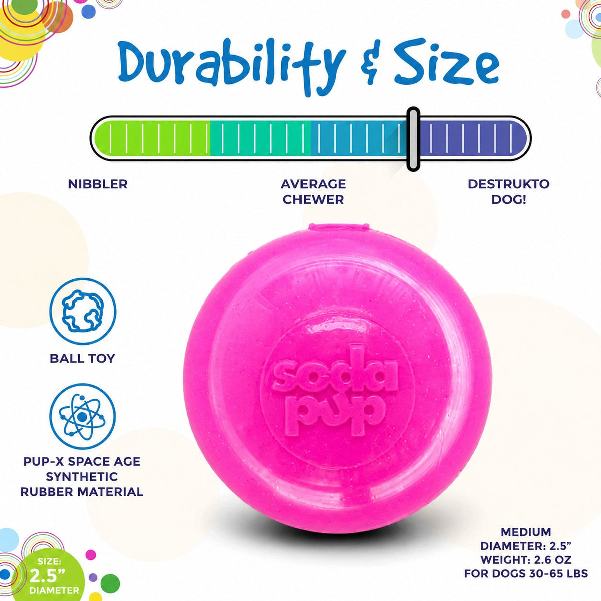 Princess Pack 2-Pack Dog Toy | Pink Glitter Ball + Unicorn Horn Chew Toy | USA Made