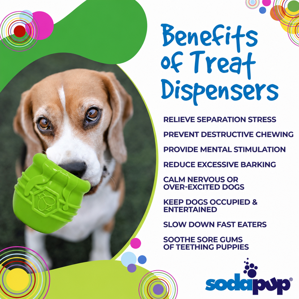 Honey Pot Dog eCup Treat Dispenser | Durable PUP-X Rubber Enrichment Toy | USA Made - Limited Edition Apple Green