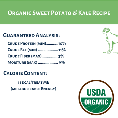 Dog Mamma's Organic Sweet Potato & Kale Recipe - USDA Organic Certified Dog Treats Dog Mamma's Organic Dog Treats