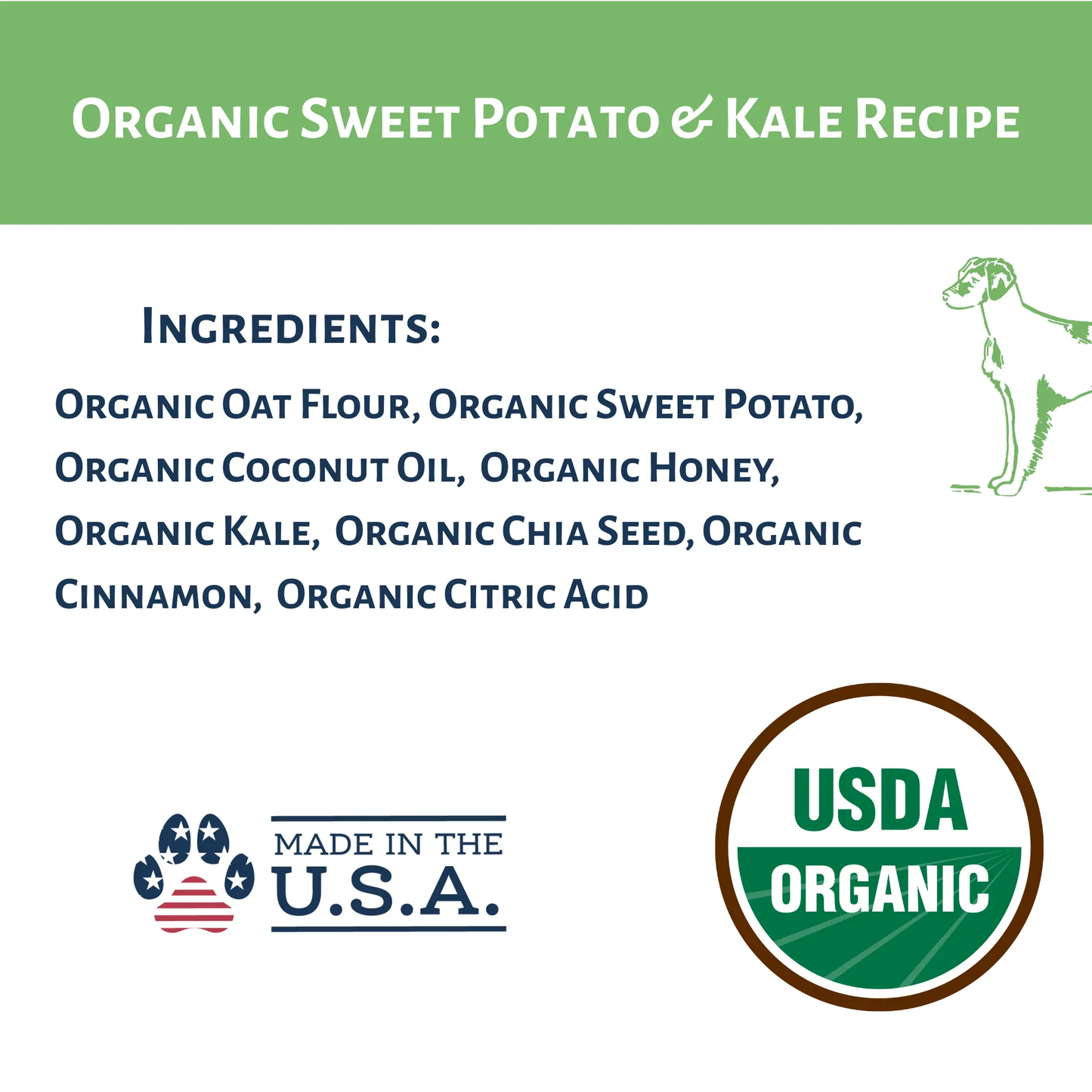 Dog Mamma's Organic Sweet Potato & Kale Recipe - USDA Organic Certified Dog Treats Dog Mamma's Organic Dog Treats