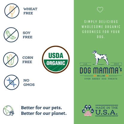 Dog Mamma's Organic Sweet Potato & Kale Recipe - USDA Organic Certified Dog Treats Dog Mamma's Organic Dog Treats