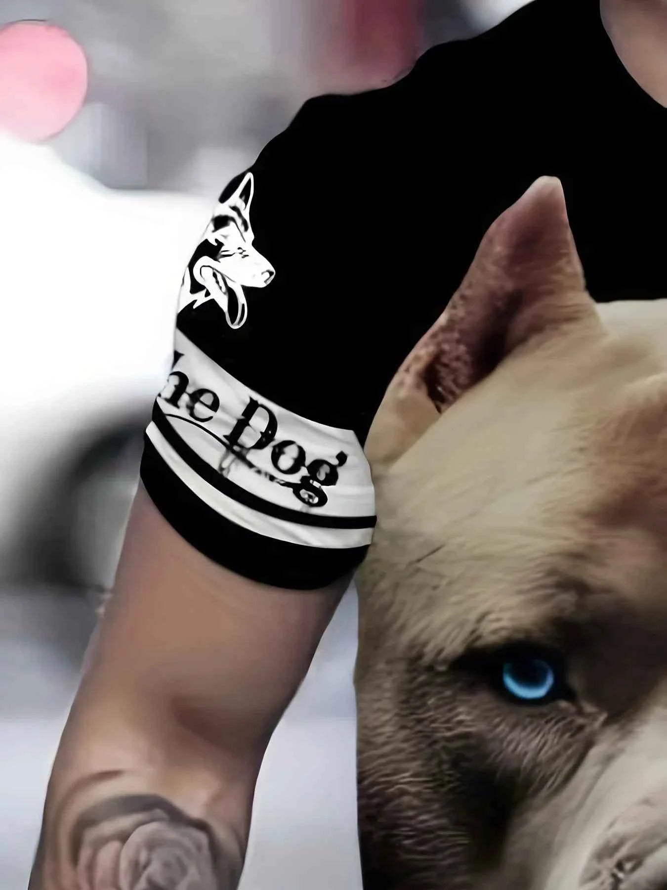 Men's Dog Graphic Print T-shirt Short Sleeve Crew Neck Tee Men's Clothing For Outdoor Casual Mes Tshirt Oversized Hot Sale