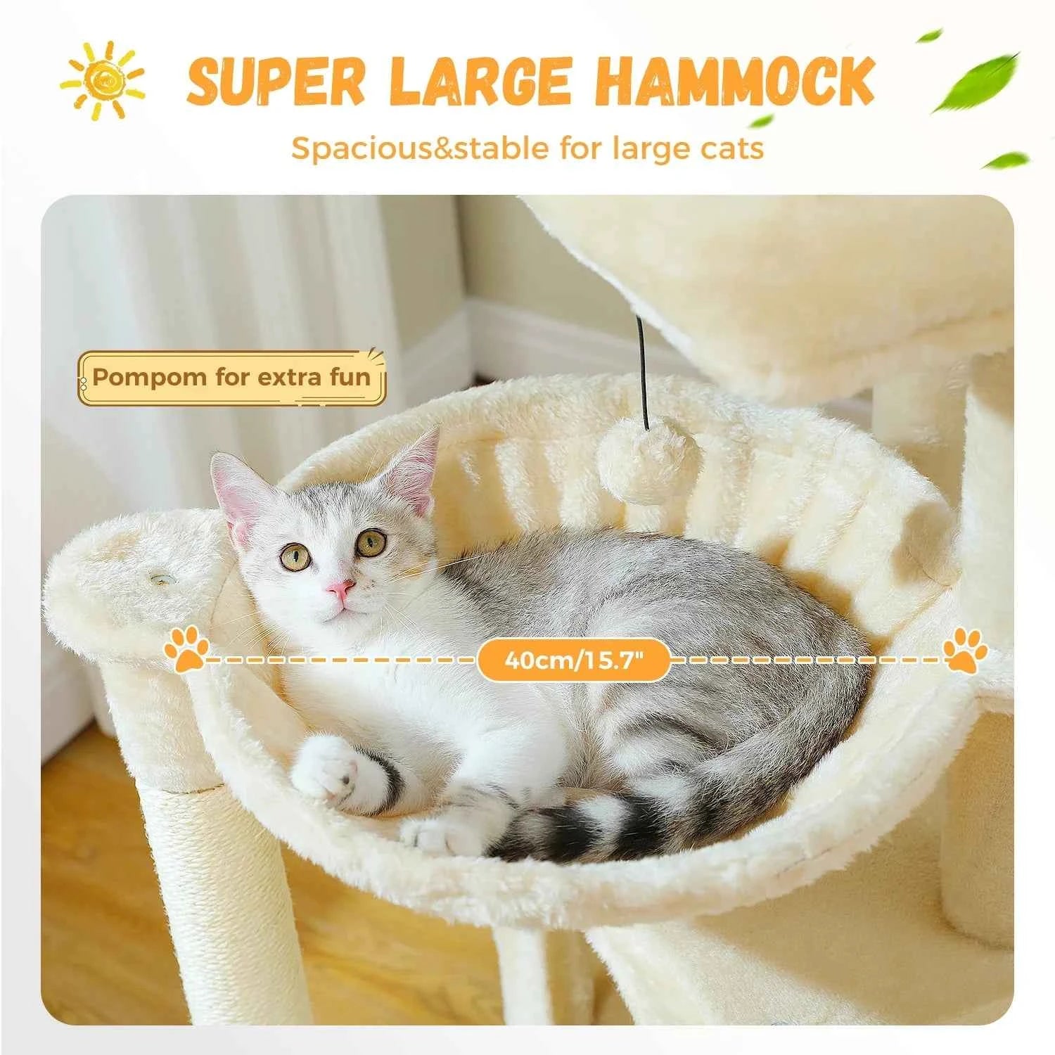 Pequlti 104cm Multi-Level Cat Tree with 2 Condos - Wood