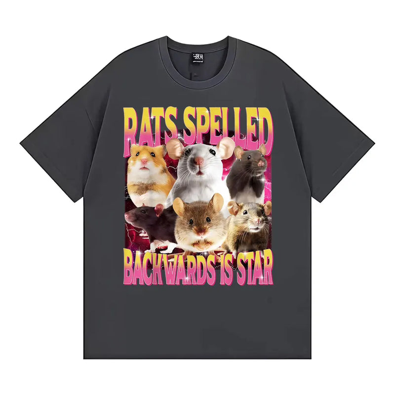 Rats Spelled Backwards Is Star Funny Rat Meme T Shirts Men Women Retro Humor Short Sleeve T-shirts Oversized 100% Cotton T-shirt