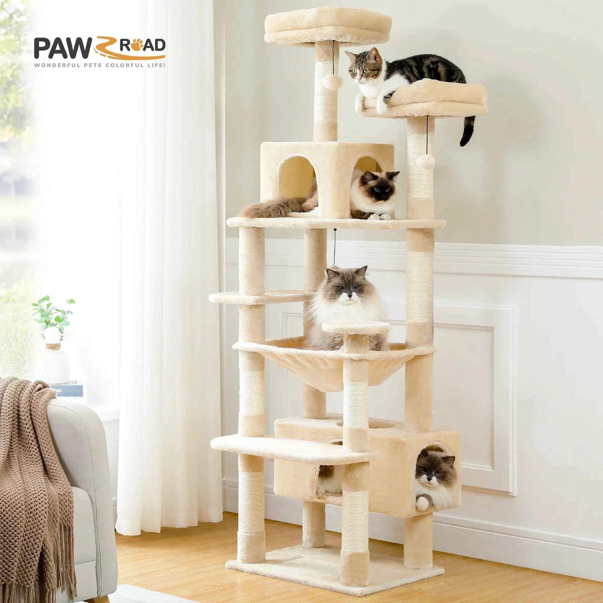 Pequlti 72" Multi-Level Cat Tree Tower with Condo & Hammock