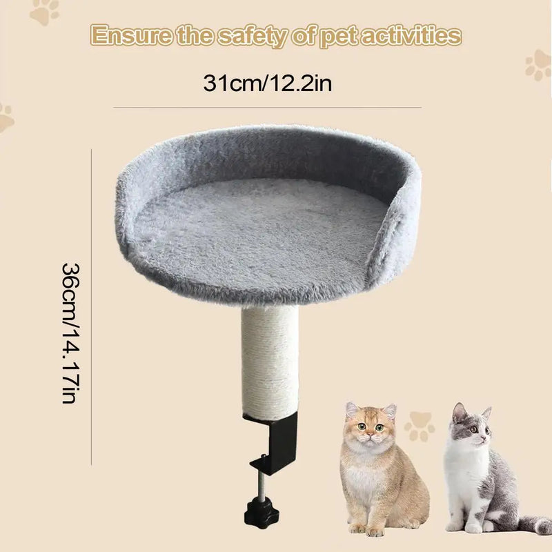 Cat Desk Perch Adjustable Desktop Floating Cat Bed Rotation Desk Clamp Kitten Bed Space-Saving Cat Hammock Perch For Table