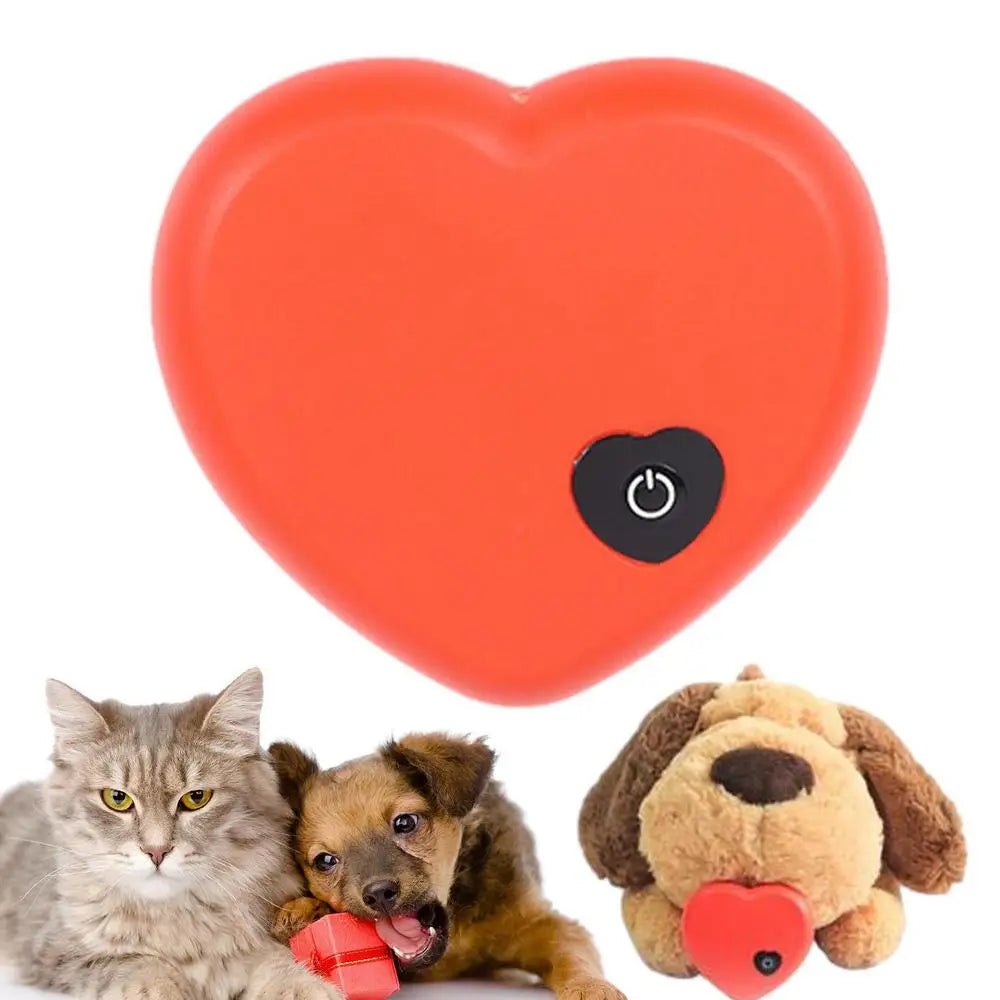 Realistic Heartbeat Simulator - Calming Puppy Toy Red 2.6"