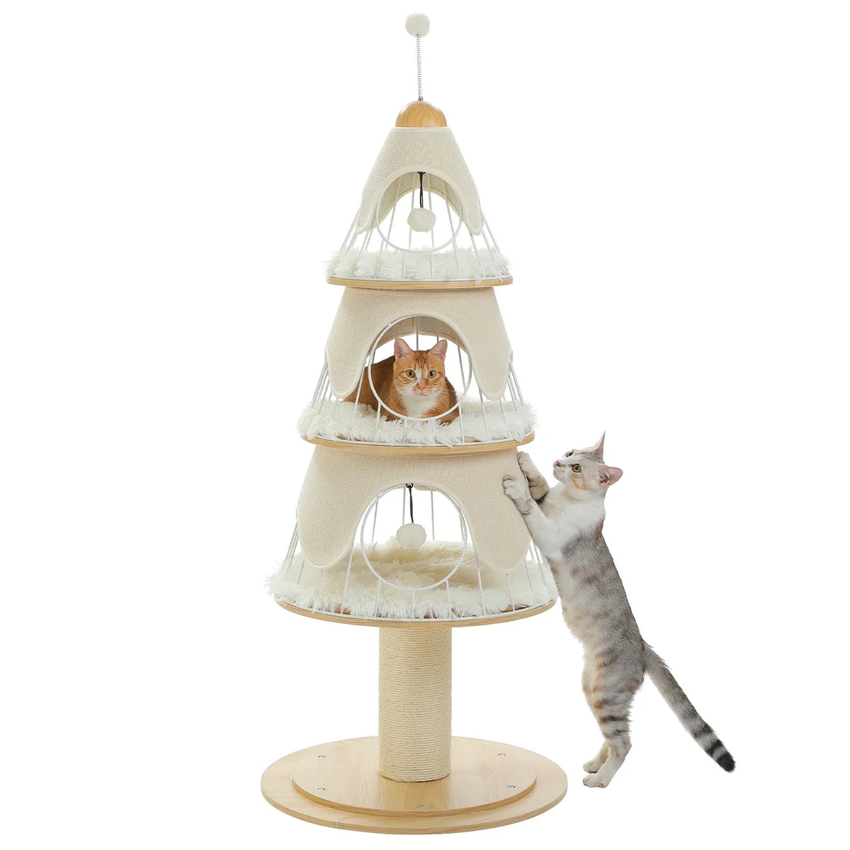 PAWZ Road Christmas Cat Tree Tower - 3 Condos Green/White 135cm