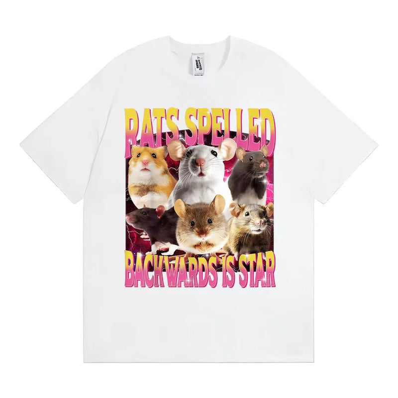 Rats Spelled Backwards Is Star Funny Rat Meme T Shirts Men Women Retro Humor Short Sleeve T-shirts Oversized 100% Cotton T-shirt