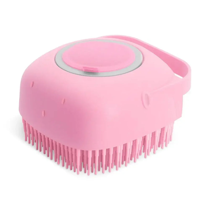 Silicone Pet Bath Brush with 80ml Shampoo Dispenser