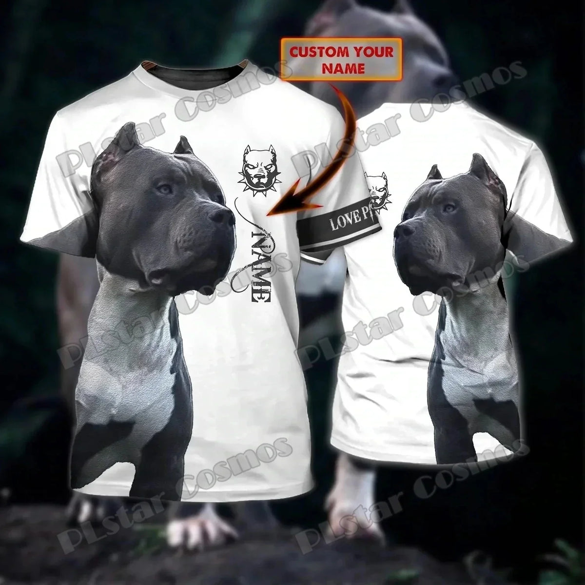 Personalized With Name Dog Pitbull 3D All Over Printed Men's T-Shirt Summer Casual Unisex Tee shirt Gift For Dog Lovers TTD22
