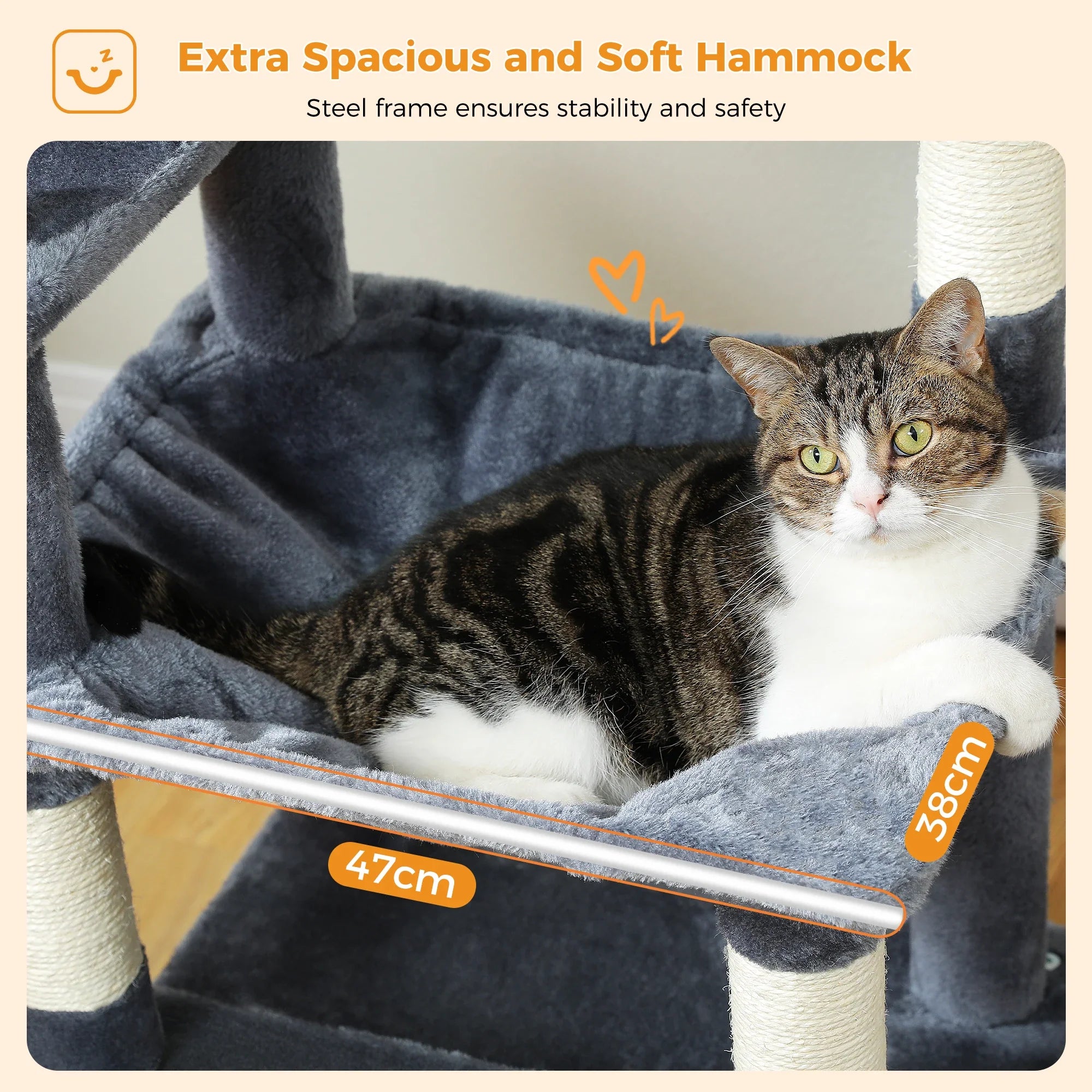 PAWZ Road Large Cat Tree Tower - 72" Multi-Level with Condo Grey