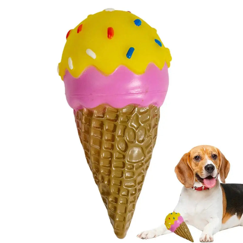 Dog Squeak Chew Toy - Plush Donut Burger Ice Cream Style