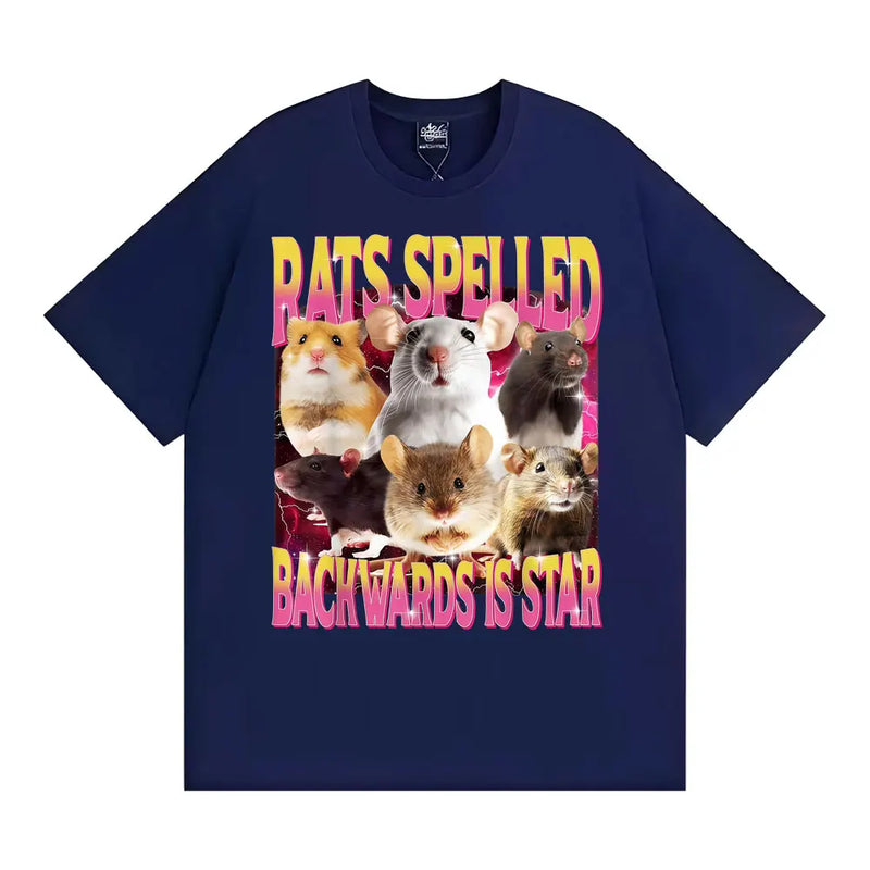 Rats Spelled Backwards Is Star Funny Rat Meme T Shirts Men Women Retro Humor Short Sleeve T-shirts Oversized 100% Cotton T-shirt