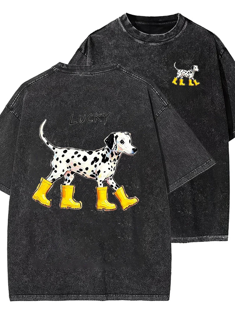 Cute Dog Graphic Washed T Shirt Women Funny Puppy Print Tee Vintage Harajuku Streetwear Casual Short Sleeve Unisex Tops