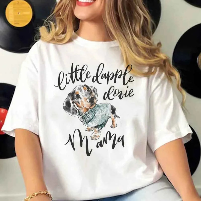 Dachshund t shirt women active wear summer funny Tee girl comic 2000s funny clothing