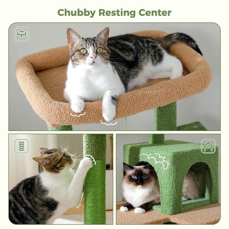 PAWZ Road Cactus Cat Tree Tower for Large Cats - Green 56"