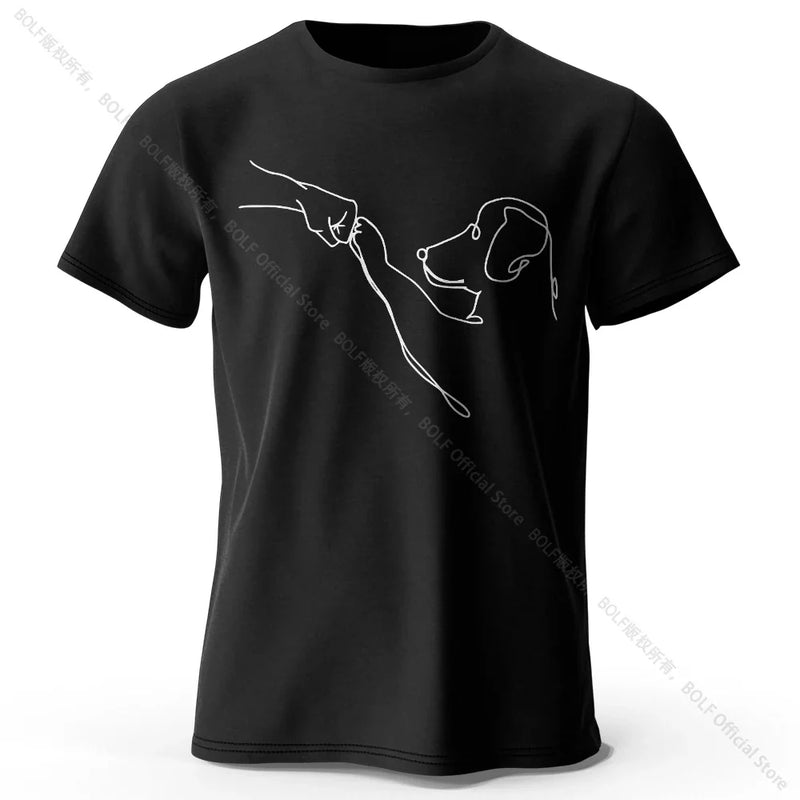 The Dog Friend Printed Modern Minimalist 100% Cotton T-Shirt, Lightweight Round Neck Short Sleeve Tee, Unisex Everyday Wear