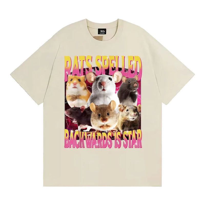 Rats Spelled Backwards Is Star Funny Rat Meme T Shirts Men Women Retro Humor Short Sleeve T-shirts Oversized 100% Cotton T-shirt
