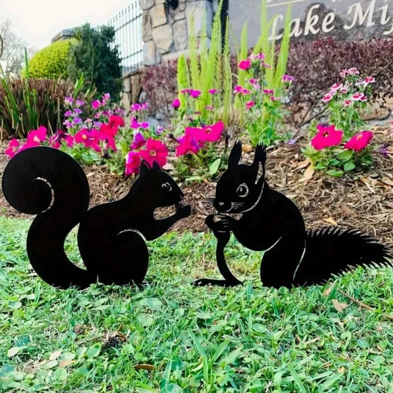 Rabbit Art Sculpture – Hollow Wrought Iron Figurines, Dust Proof and Realistic Rabbit/Squirrel for Garden, Home, and Yard