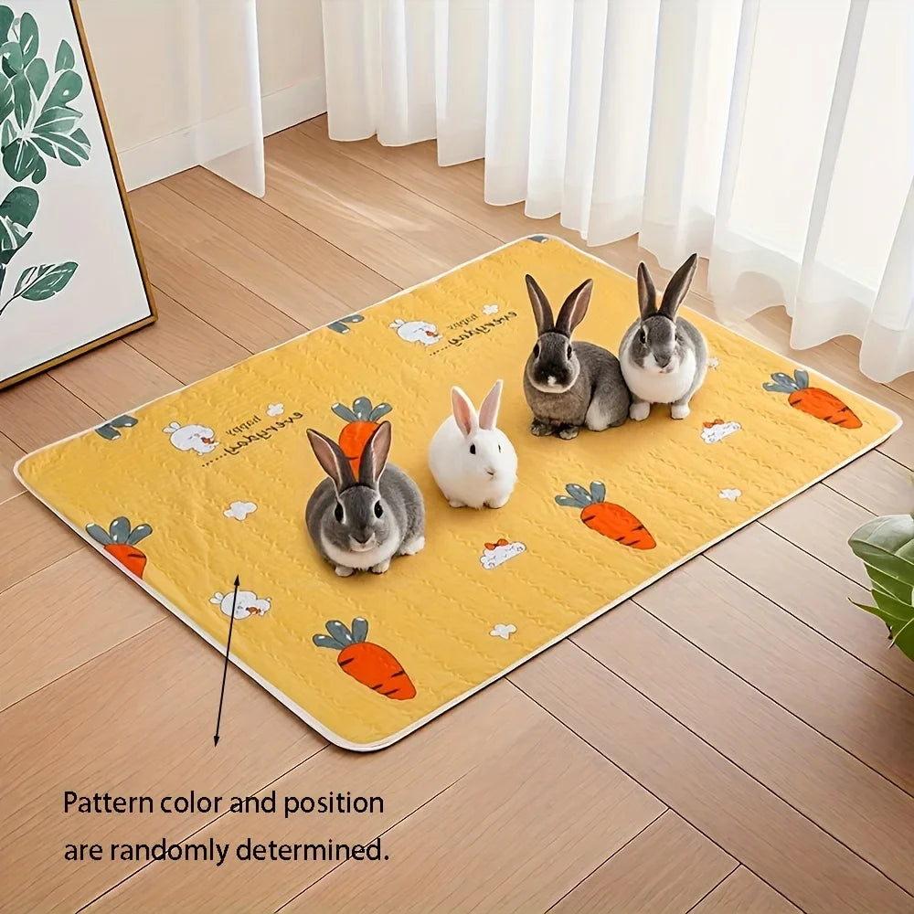 2 Sets of Aesthetically Pleasing Rabbit-Shaped and Carrot-Shaped Pee Pads - Reusable, Super Absorbent, Washable Small Pet Potties Suitable for Guinea Pigs, Hamsters, Rabbits, Etc. - Easy-To-Clean Cage Liners, Odor-Resistant,