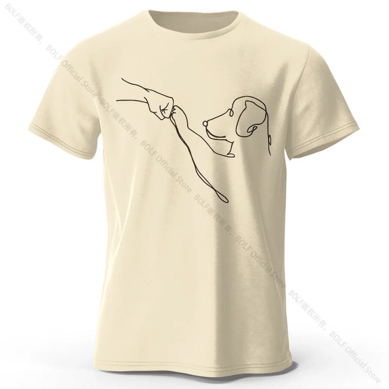 The Dog Friend Printed Modern Minimalist 100% Cotton T-Shirt, Lightweight Round Neck Short Sleeve Tee, Unisex Everyday Wear