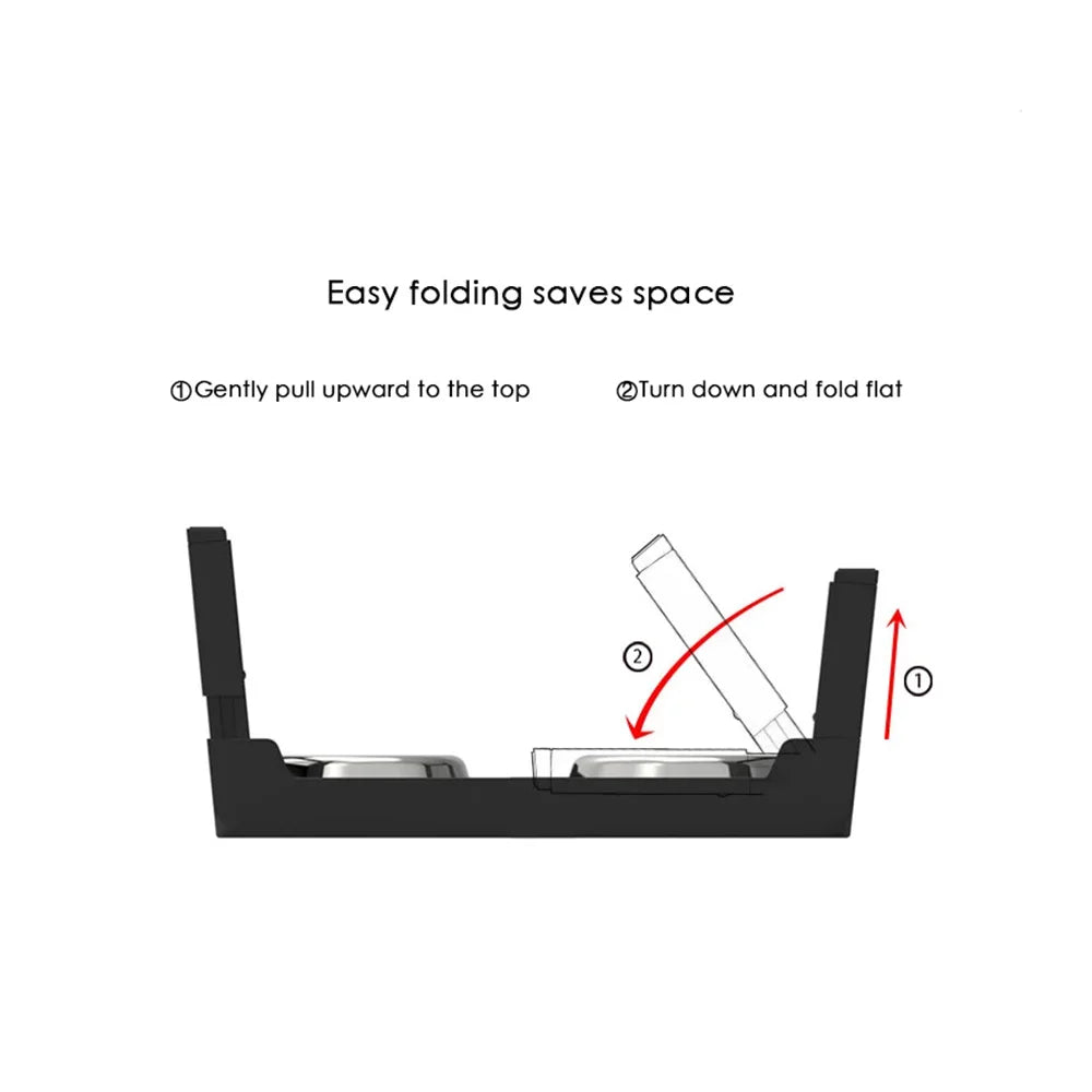 Adjustable Raised Dog Feeder with Double Stainless Steel Bowls