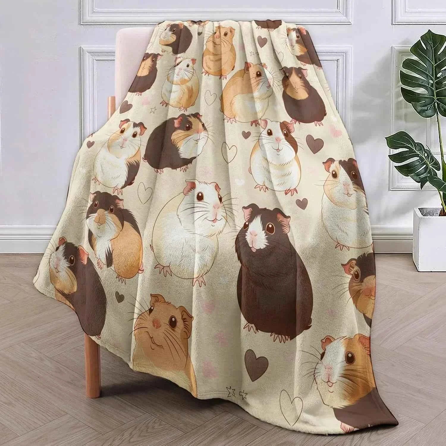 Lovely Guinea Pig Pattern Soft Throw Blanket – Perfect for Animal Lovers, Friends, Couch, Bed, Car, Home, Camping, All-Season