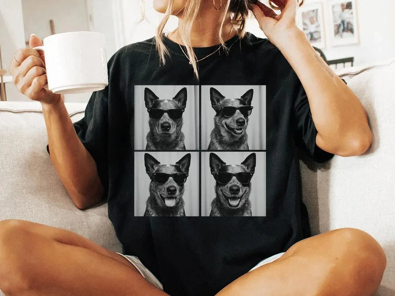 Blue Heeler Shirt, Photobooth Australian Cattle Dog Tshirt Summer unisex Loose and Breathable cotton T-shirt Top