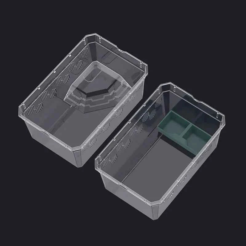 Reptile Tank Insect Spiders Tortoise Lizard Plastic Transparent Reptile Breeding Box Vivarium With Balcony Feeding Supplies