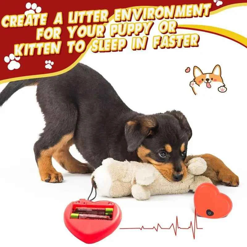 Realistic Heartbeat Simulator - Calming Puppy Toy Red 2.6"