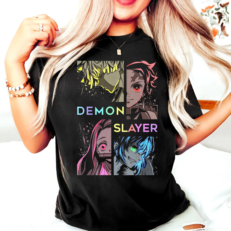 2026 Latest Demon Slayer T-Shirt Tanjiro Nezuko Zenitsu Inosuke Anime Graphic Tee, Kimetsu No Yaiba Shirt