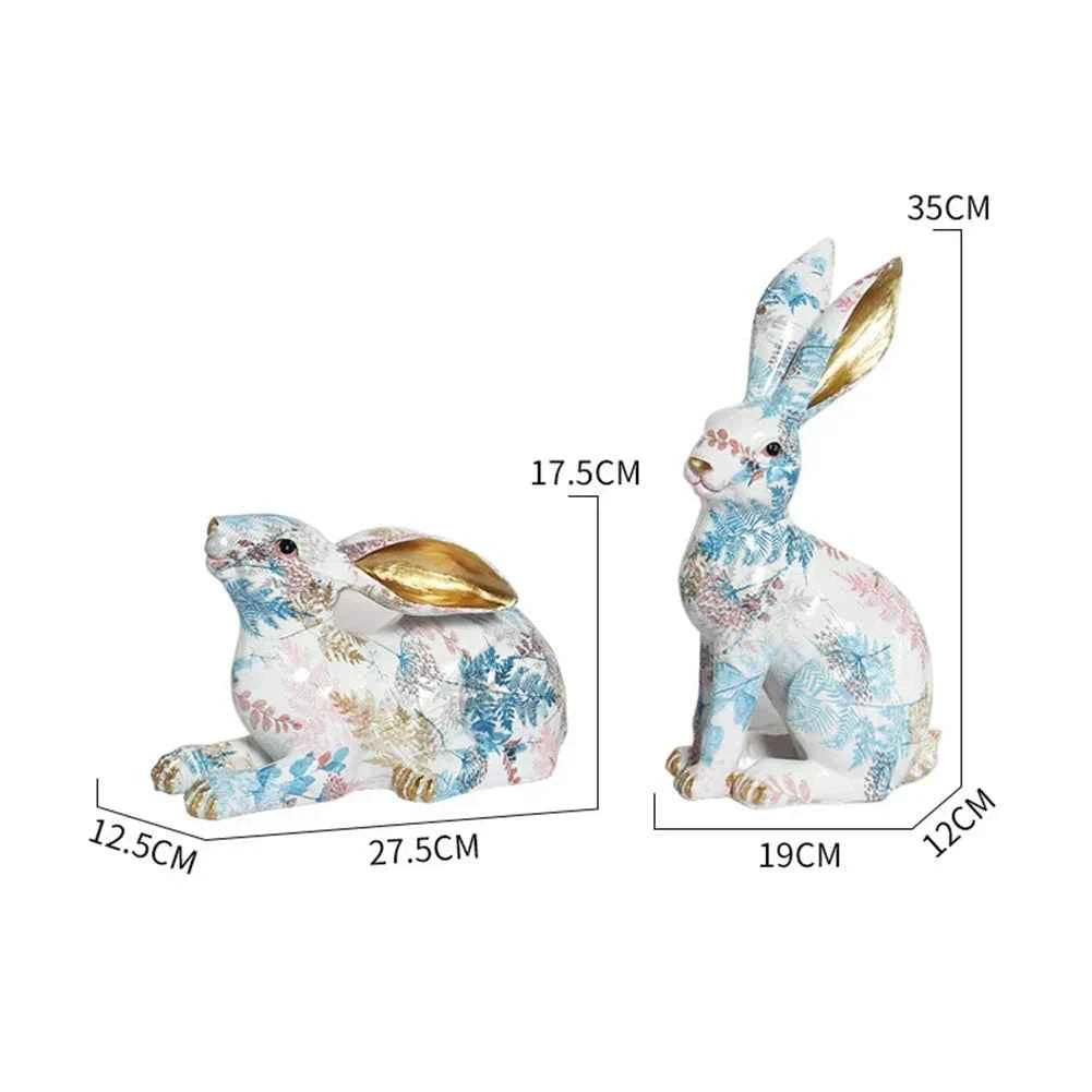 Shunmaii Lifelike Resin Rabbit Statue - Easter Bunny Ornament