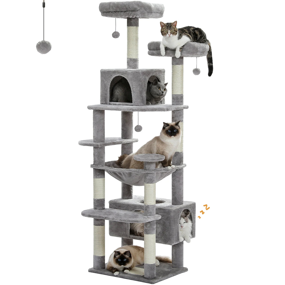 Pequlti 72" Multi-Level Cat Tree Tower with Condo & Hammock