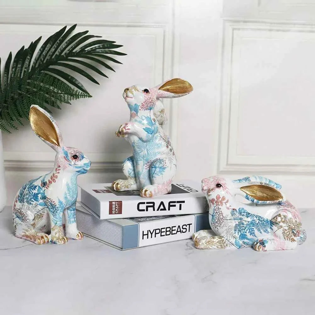 Shunmaii Lifelike Resin Rabbit Statue - Easter Bunny Ornament