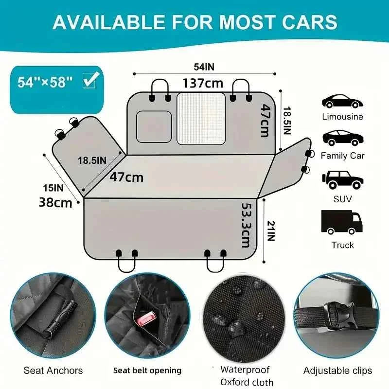 Dog Car Seat Cover - Waterproof Hammock for Cars & Trucks