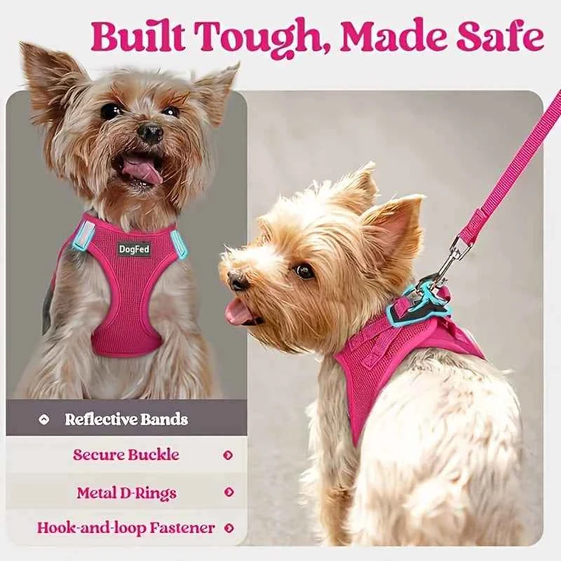 Dog Harness and Leash Set - Reflective Breathable Mesh Vest