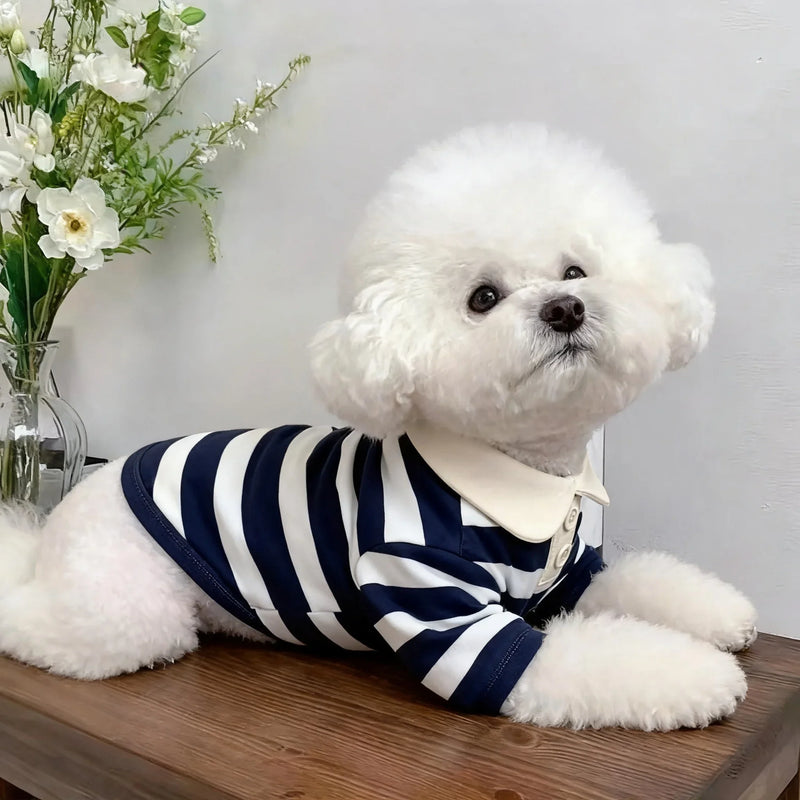 Dog Clothes Teddy York Shire Polo Shirt Summer Dress Striped Pet T-Shirt Dog Costume Soft Pullover Suit for Dog Puppy