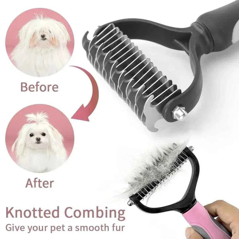 Cat Hair Removal Comb Dog Hair Removal Brush Stainless Steel Double Sided Pet Grooming Brush Removing Tangles Cat Accessories