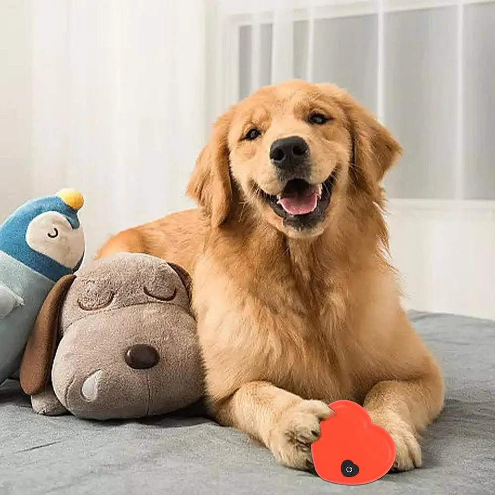 Realistic Heartbeat Simulator - Calming Puppy Toy Red 2.6"