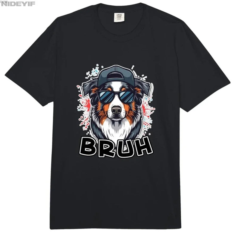 Australian Shepherd Bruh Dog Sunglasses Cool Aussie T-shirt For Men Women 100% Cotton T Shirts Short Sleeve Tops 0413-1