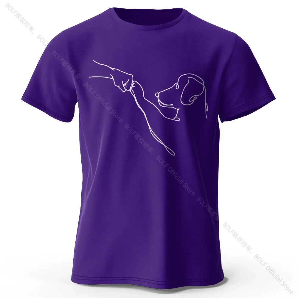 The Dog Friend Printed Modern Minimalist 100% Cotton T-Shirt, Lightweight Round Neck Short Sleeve Tee, Unisex Everyday Wear