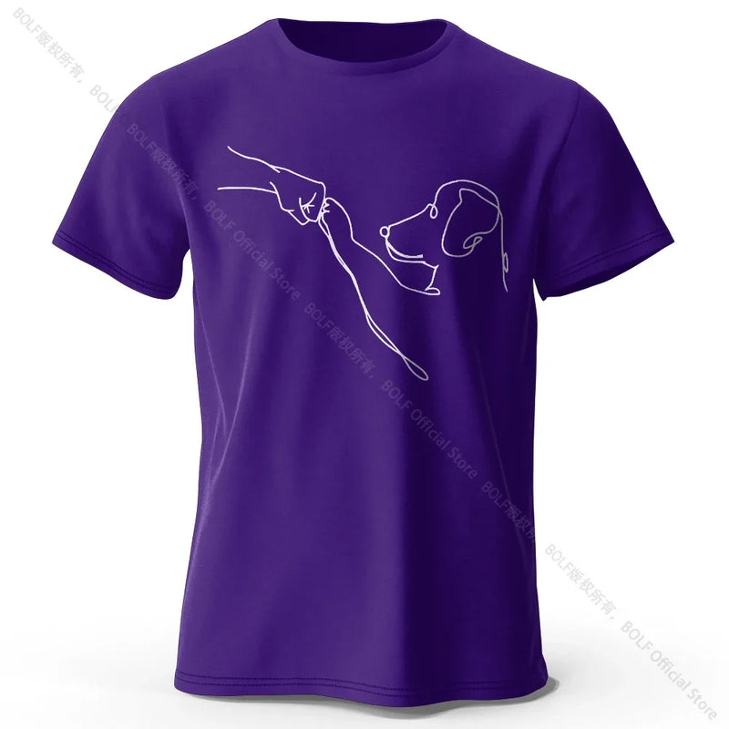 The Dog Friend Printed Modern Minimalist 100% Cotton T-Shirt, Lightweight Round Neck Short Sleeve Tee, Unisex Everyday Wear