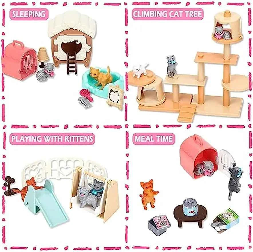 Children's Cat Toys Pretend Toys Cat Character Toy Set Children's Toys Interactive Cat Role Playing Realistic Cat Care Center