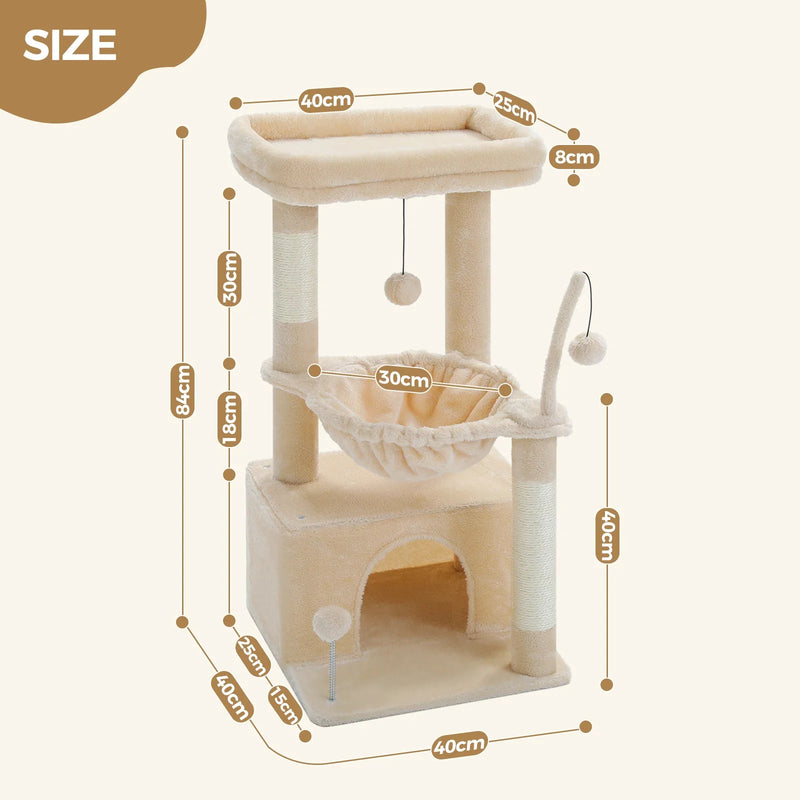 Pequlti Multi-Level Cat Tree Tower with Condo and Hammock