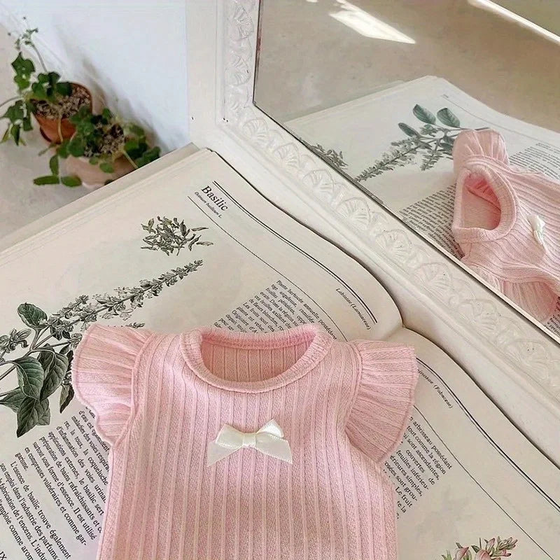 Adorable Dog Vest with Delicate Bowknot Teddy Clothes Summer Two-legged Pet Apparel Cat Clothes Breathable Dog Tank Top