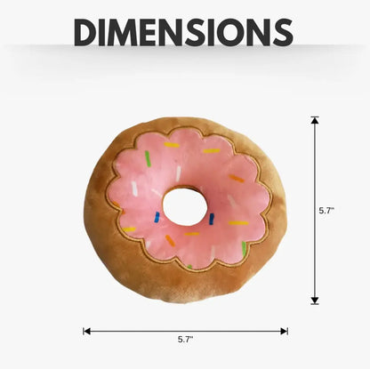 Donut Plush Dog Toy – Soft, Chewy and Cuddly, Safe & Non-Toxic, Ideal for Fetching, Tug-of-War, Gentle Chewing – Strawberry American Pet Supplies