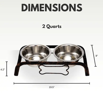 Country Living Rustic Dog Bone Elevated Feeder with 2 Stainless Steel Bowls American Pet Supplies